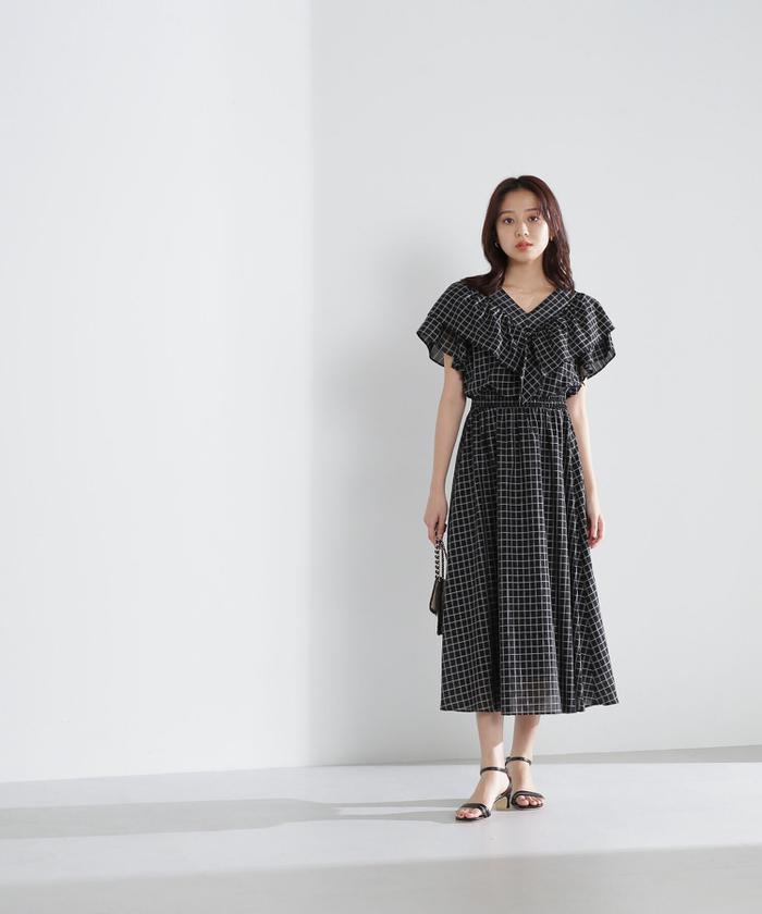 セール】ラッフルフリルチェックワンピース(505265853 セール】ラッフルフリルチェックワンピース(505265853