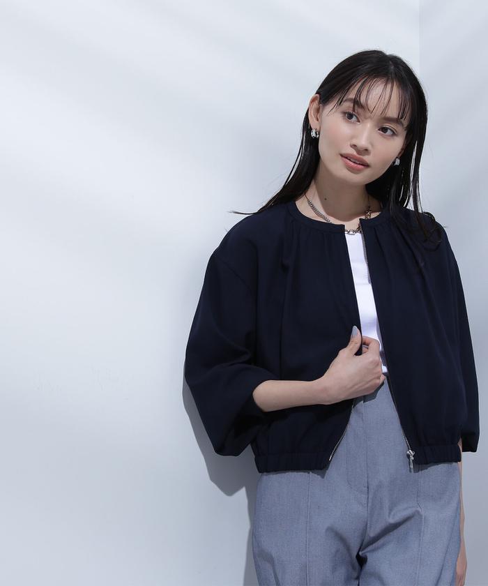 ナチュラルビューティーベーシック ショートボアブルゾン　チャコールグレー NATURAL BEAUTY BASIC ショートボアブルゾン グレー（ナチュラル
