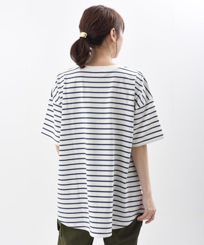 【Sprout.】綿ポリエステル　裾ロゴプリントTシャツ Sprout．】綿ポリエステル 裾ロゴプリントTシャツ