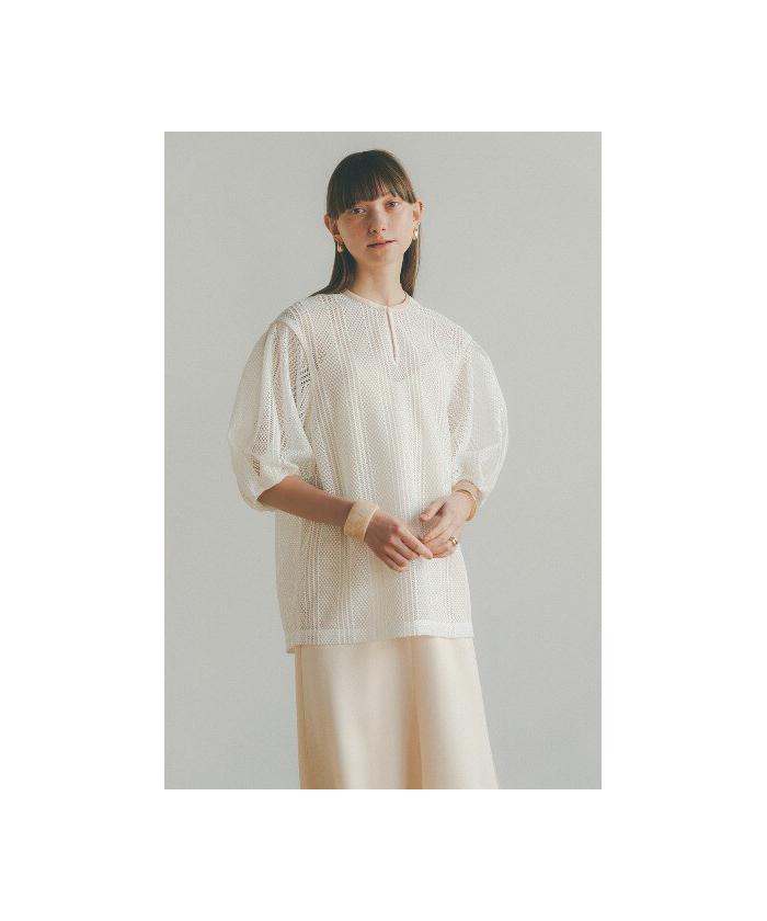 【美品】クラネ CLANE☆ ストライプレース レイヤードワンピース Sサイズ CLANE/クラネ/STRIPE LACE LAYERED ONE PIECE/ストライプレース