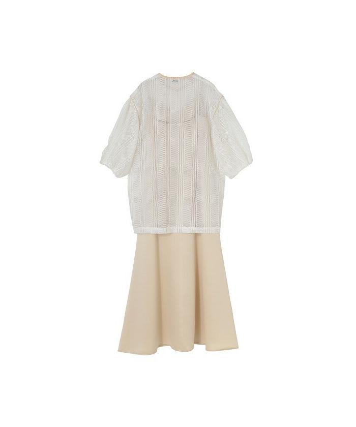 【美品】クラネ CLANE☆ ストライプレース レイヤードワンピース Sサイズ CLANE/クラネ/STRIPE LACE LAYERED ONE PIECE/ストライプレース