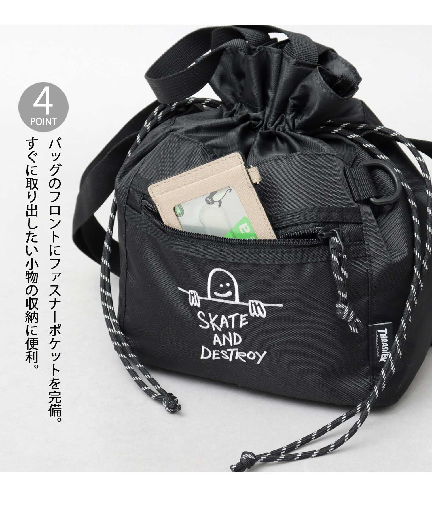 THRASHER × Mark Gonzales 撥水加工 ポリエステル 巾着バッグ