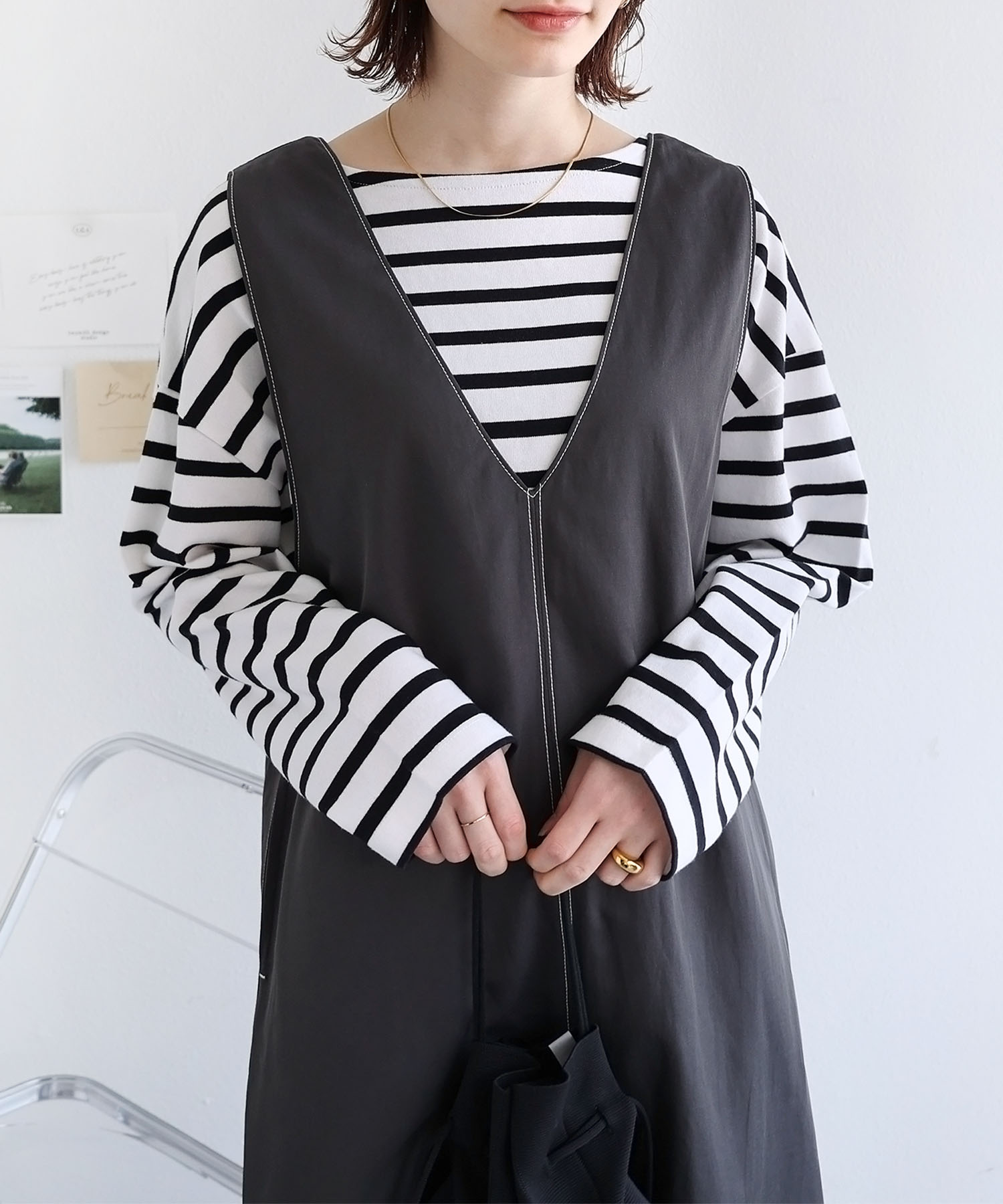 【Hobbs London】Freda 幾何学模様 ミディ ワンピース Vネック セール50%OFF】アンドミー andme Vネック 配色ステッチ