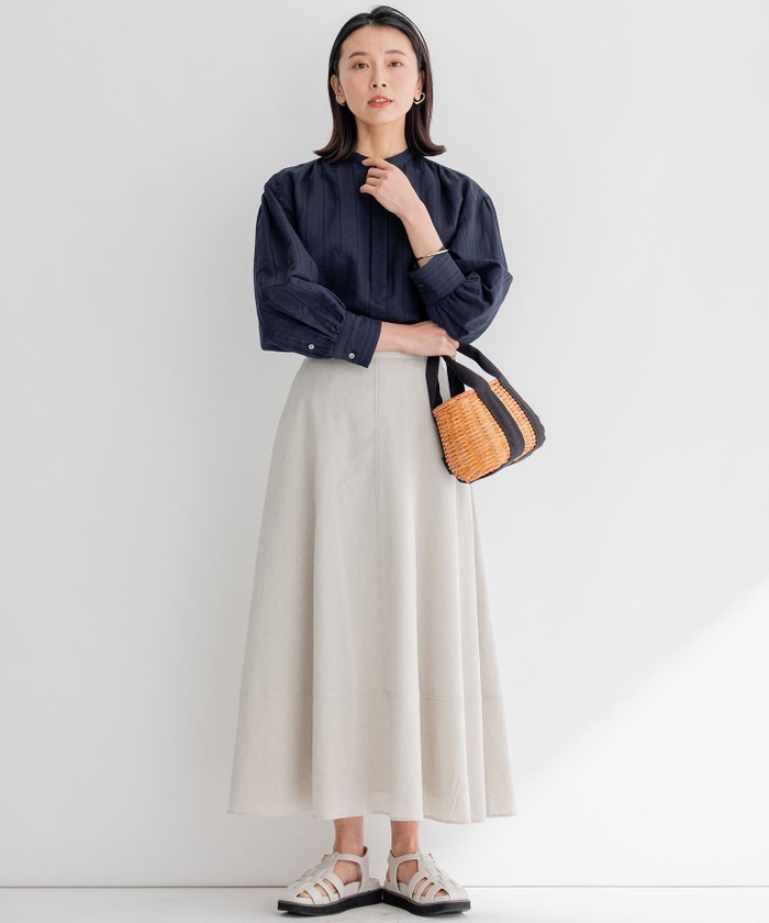 セール 50%OFF】【洗える】カラミストライプ ヘンリーネック