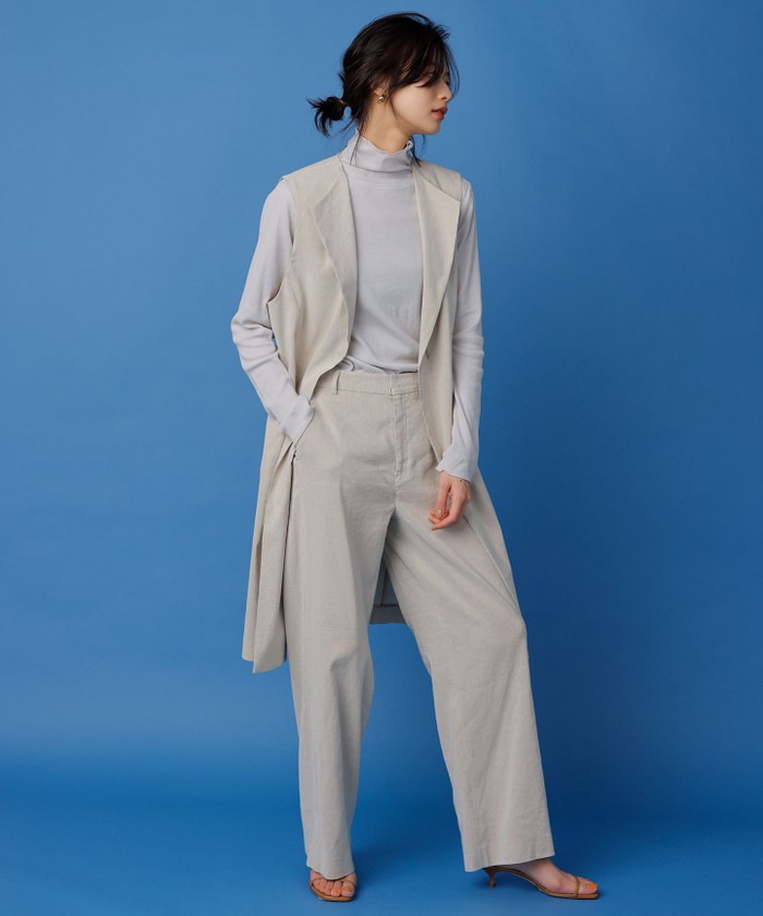 ✨23SS✨23区 リネンレーヨンストレッチ ロングジレ パンツセットアップ セール】【CLASSY.6月号掲載】リネンレーヨンストレッチ ロング