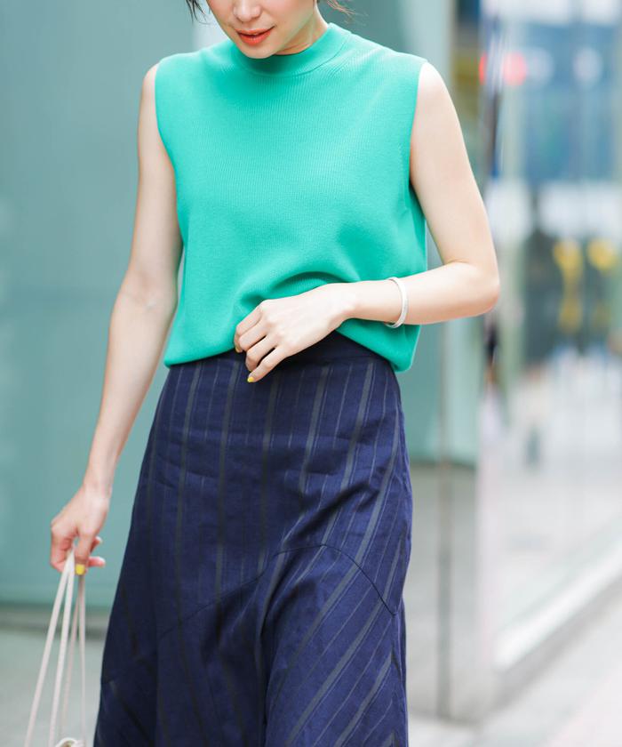 セール 70%OFF】LB.03/GIZA強撚コットンノースリーブニット