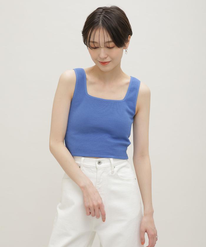 セール 70%OFF】LB.03/カップ付きクロップドスクエアタンク