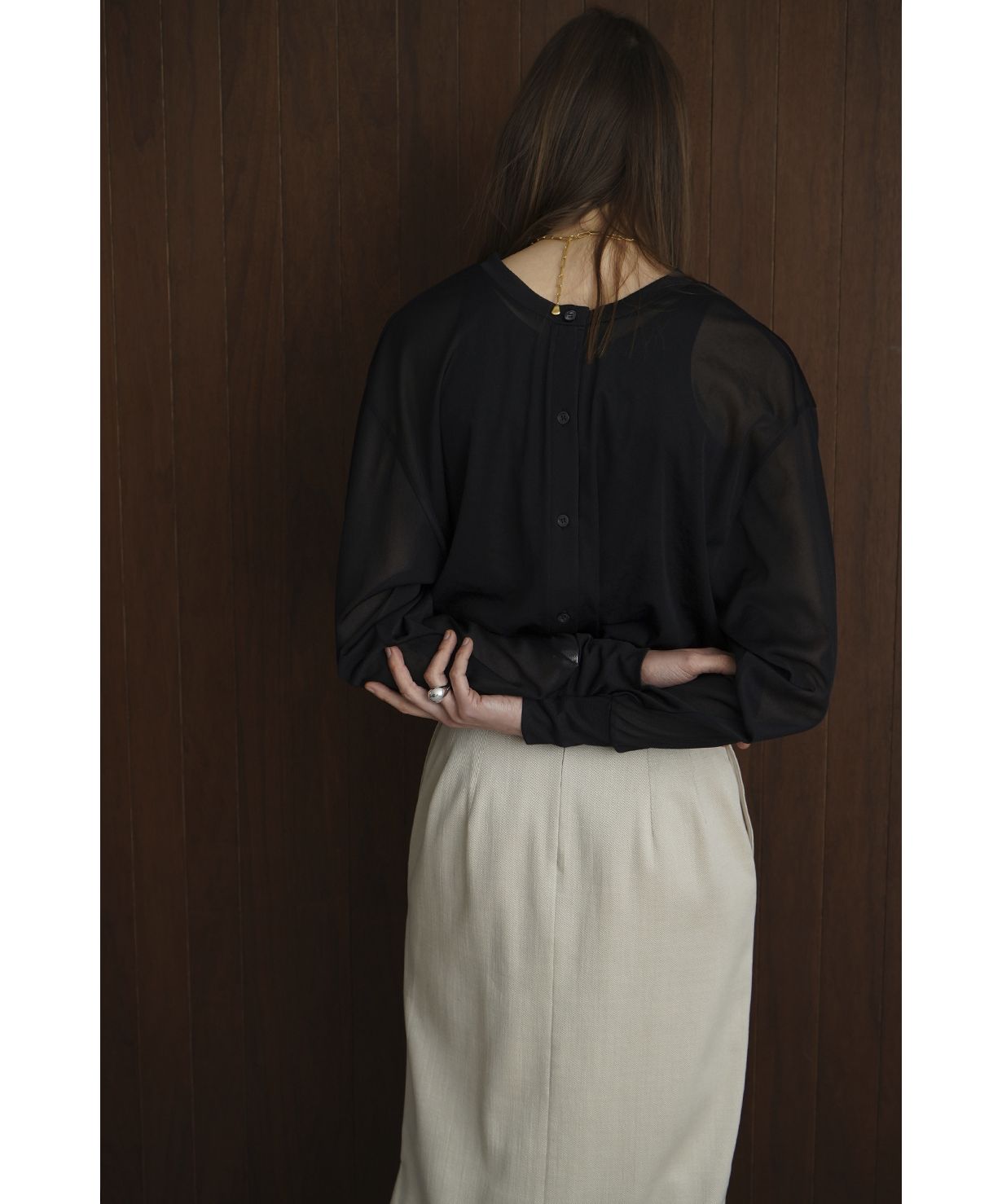 トップス CLANE W FACE CENTER LINE SHEER CARDIGAN CLANE（クラネ）の「【CLANE/クラネ】W FACE CENTER LINE SHEER