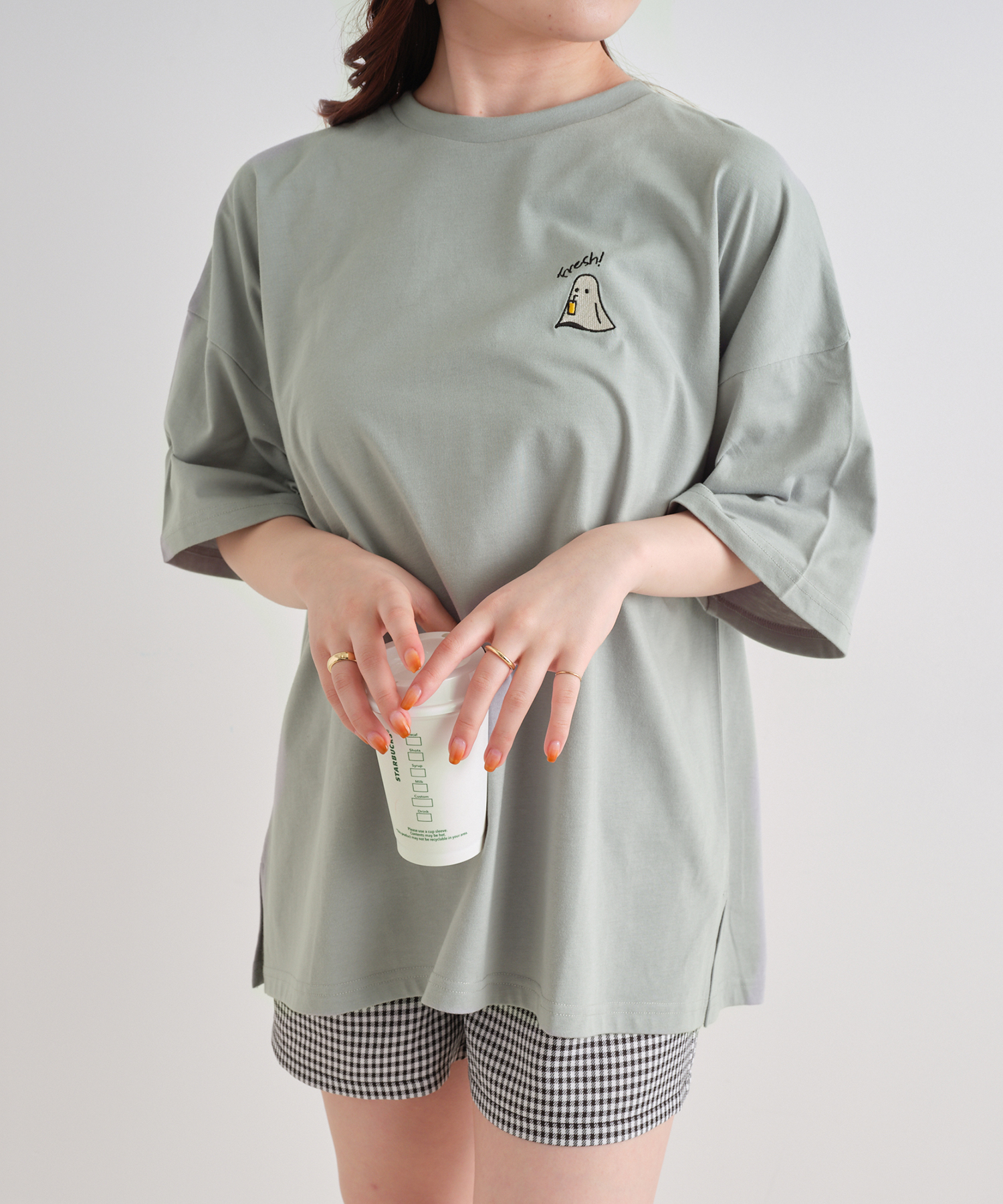 クーポン】【セール 40%OFF】おばけ＆ジュースプリントTシャツ