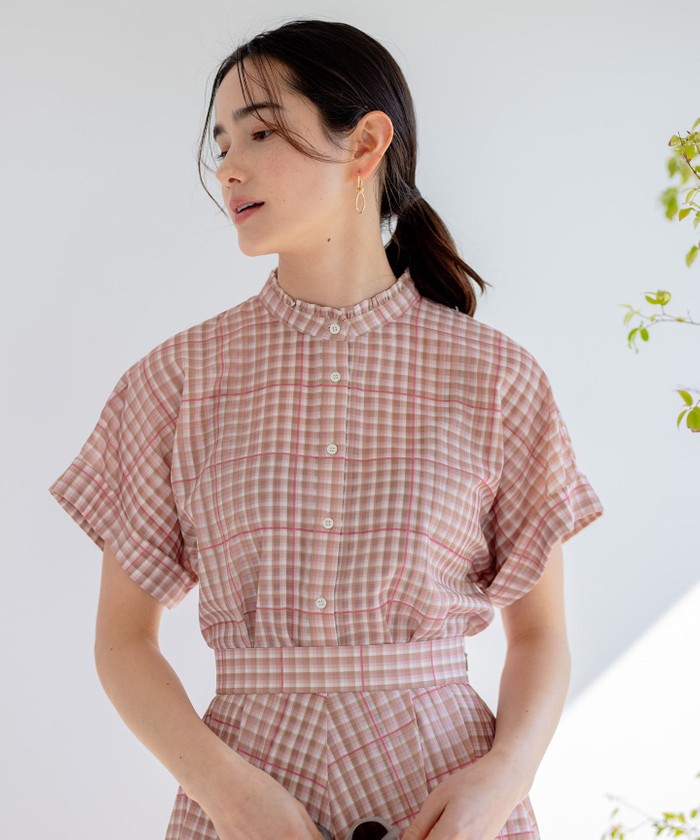 セール 40%OFF】【洗える】シアーチェック ブラウス(505275929