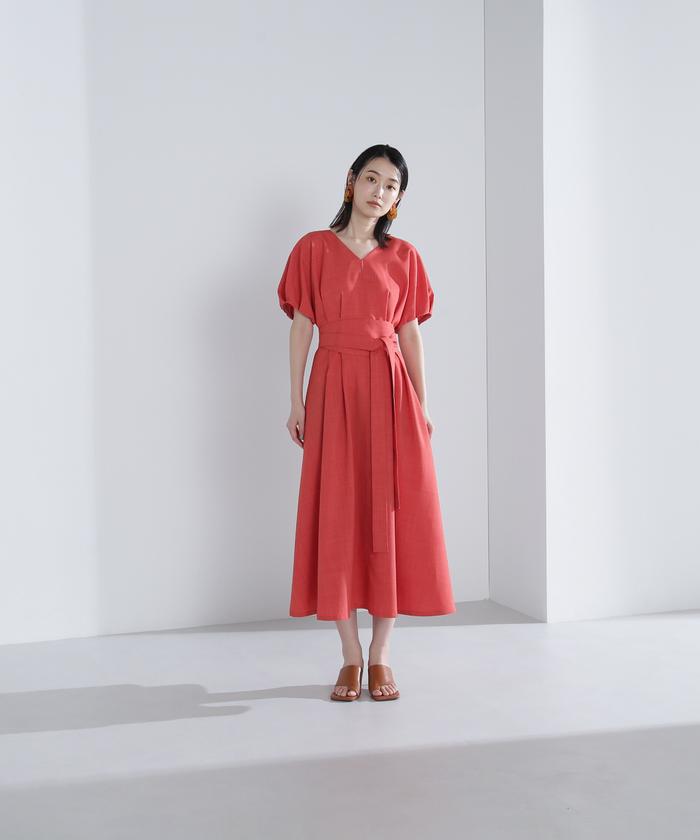【2回着用美品】NATURAL BEAUTY BASIC ベルト付きワンピース エヌ ナチュラルビューティーベーシック N. Natural Beauty
