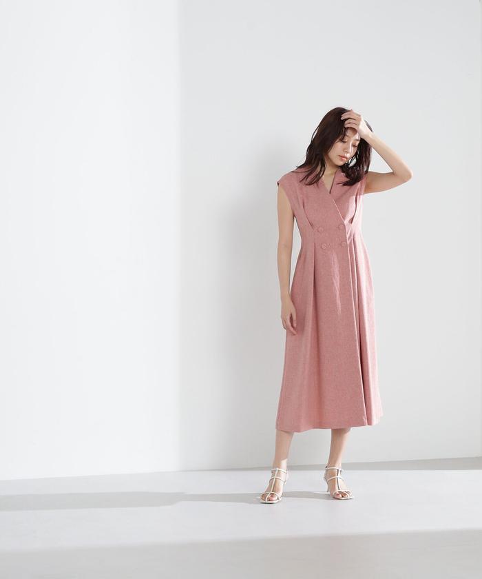 セール 50%OFF】Vネックダブルボタンワンピース(505265845