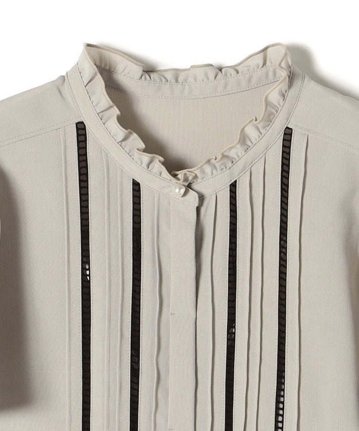 SHIPS for women - 【最終価格】▲シップス　チェック配色ハシゴレースピンタック半袖ブラウス SHIPS（シップス）の「* チェック 配色 ハシゴレース ピンタック