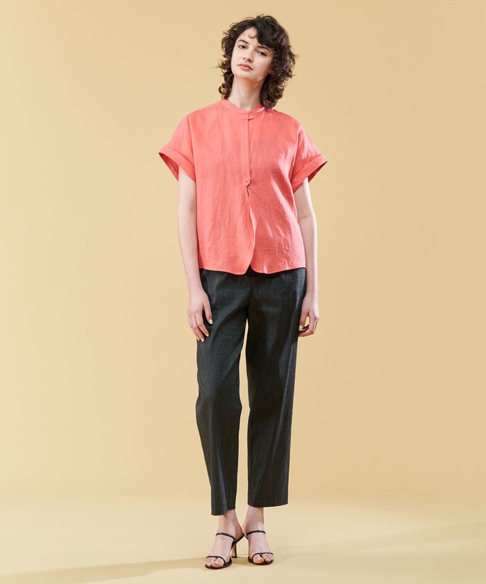 美品! DES PRES デプレ リネンラミーシルク フレンチスリーブブラウス セール】リネンラミーシルク フレンチスリーブブラウス