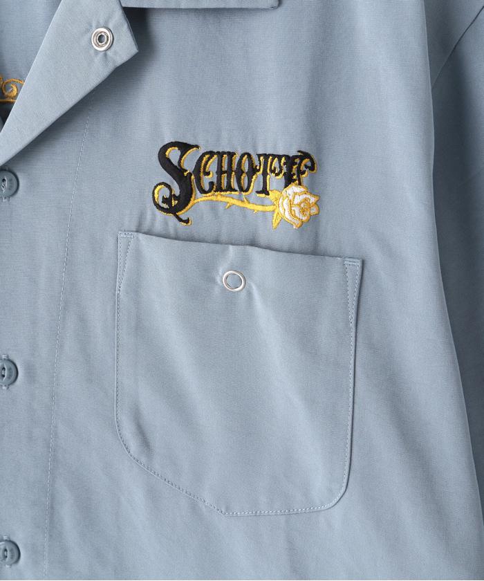 Schott ショット ローズ刺繍 半袖ワークシャツ XLサイズ Schott N.Y.C ショット ワーク シャツ 刺繍 TC ローズ WORK