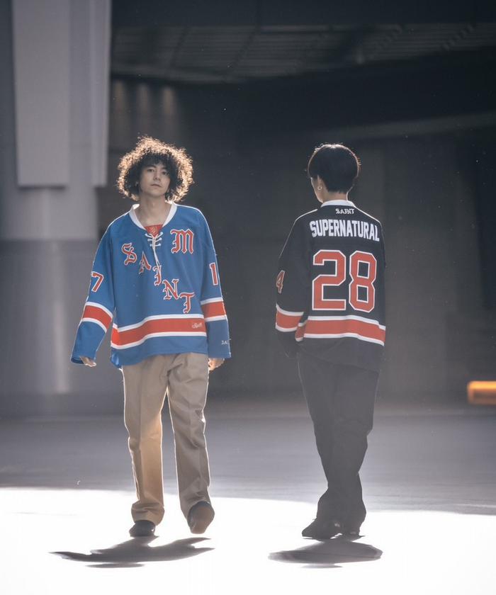2着set セントマイケル　saint michael SAINT MICHAEL/セント マイケル/LS TEE/GAMESHIRT/BLUE