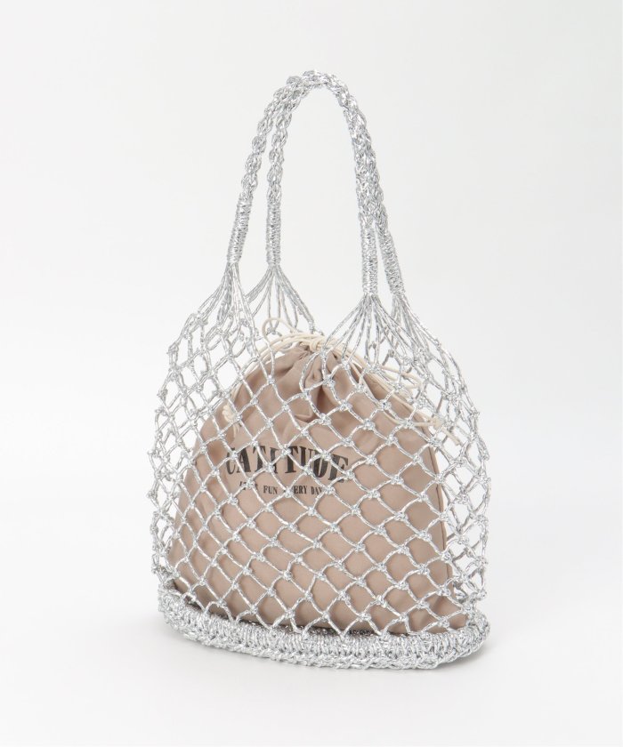 【HVISK】LOLLY◆コットン◆マクラメ◆巾着バッグ/トートバッグ HVISK】LOLLY◇コットン◇マクラメ◇巾着バッグ/トートバッグ