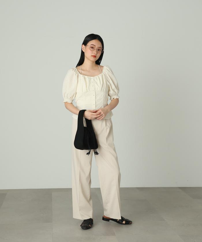 ペンタゴンネックパフスリーブ ブラウス セール 20%OFF】ペンタゴンネックパフスリーブブラウス