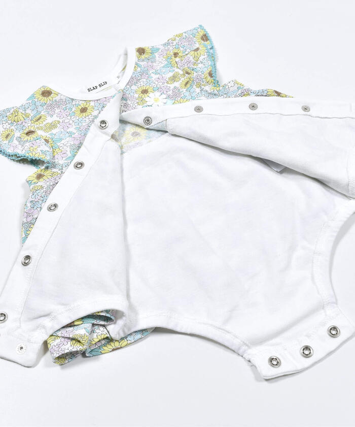 ★完売品★ 【BABY】リボン柄ロンパース 予約商品/66㎝-90㎝>リボン柄ロンパース | SQUSQU