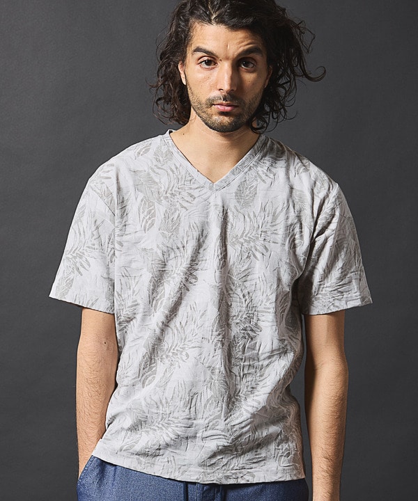 セール 50%OFF】リンクスジャガードプリントVネックTシャツ