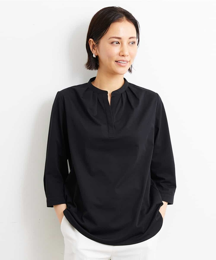 ✨美品✨ソージュ　スタンドカラーカットソー　チャコールグレー　Ｍ　洗える COOL SMOOTH スタンドカラーカットソー - SOÉJU online store