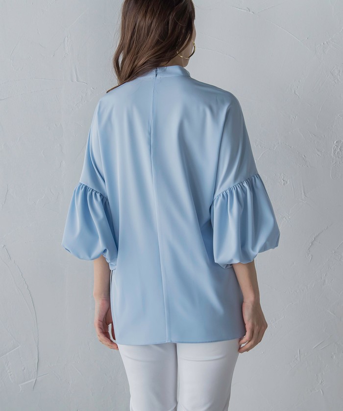 セール】ボリュームスリーブサイドボウタイブラウス≪洗濯機で洗える