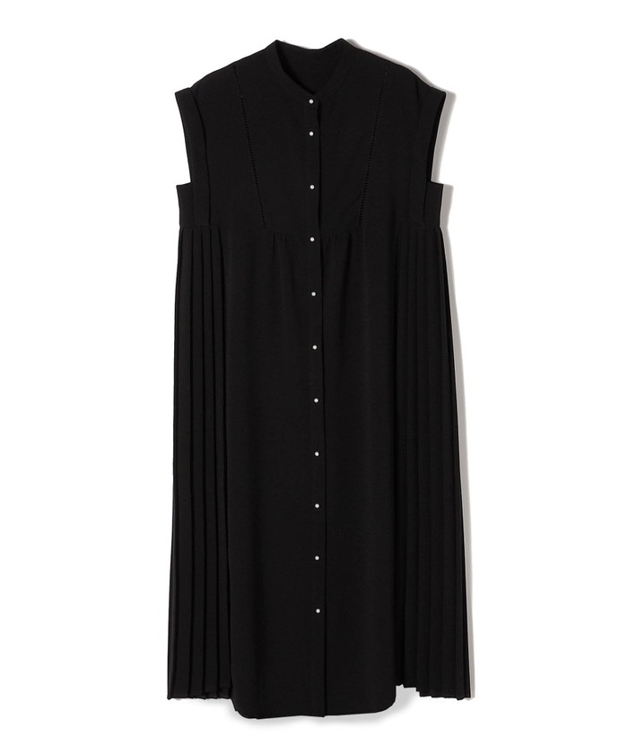 手洗い可能〉ストレッチ ジョーゼット プリーツ ワンピース