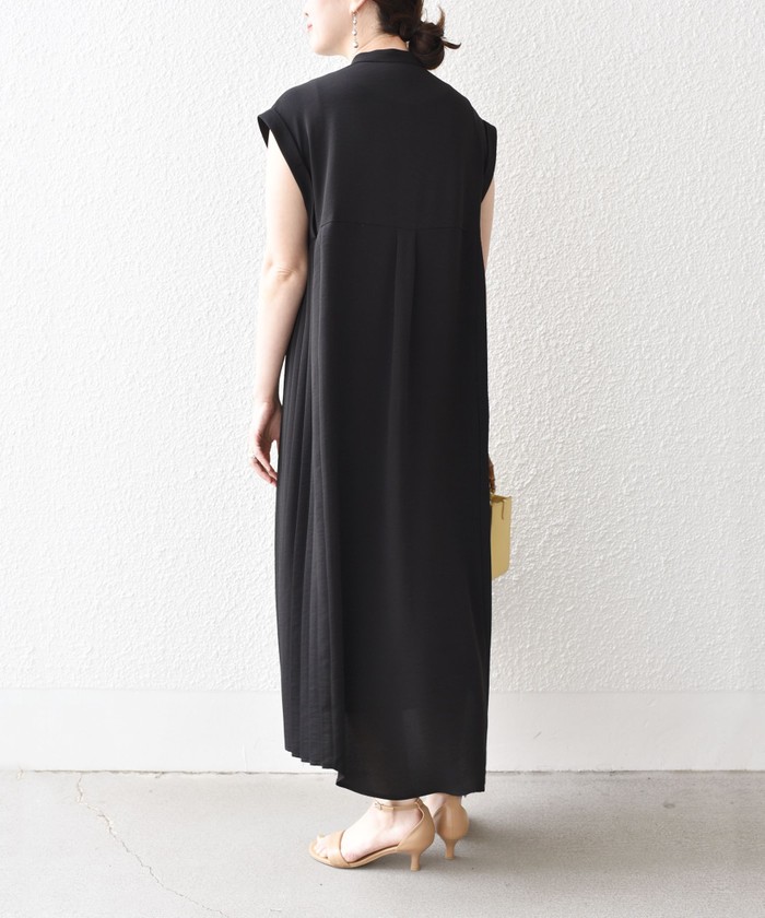 手洗い可能〉ストレッチ ジョーゼット プリーツ ワンピース 手洗い可能〉ストレッチ ジョーゼット プリーツ ワンピース