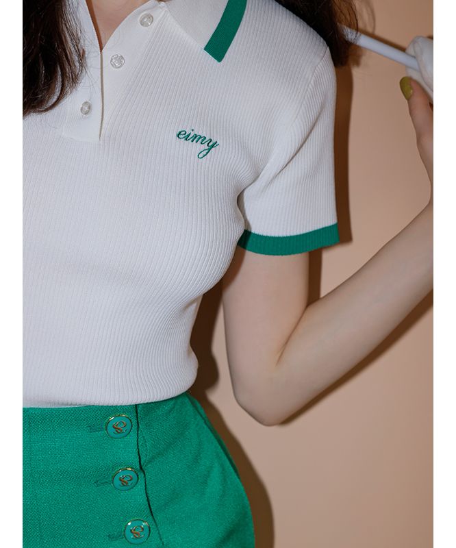 バイカラーニットポロ　エイミーゴルフ セール 50%OFF】エイミーイストワール eimy istoire バイカラー