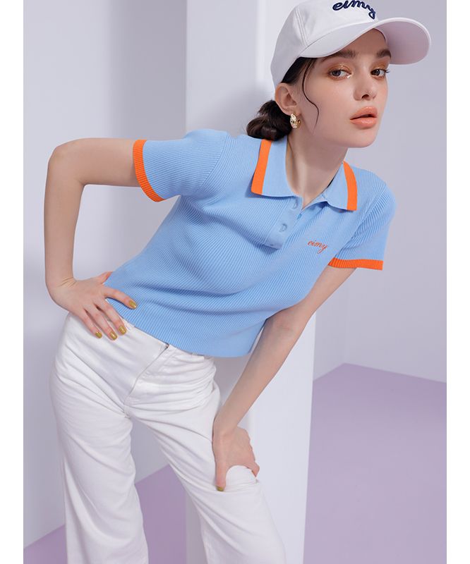 バイカラーニットポロ　エイミーゴルフ セール 50%OFF】エイミーイストワール eimy istoire バイカラー