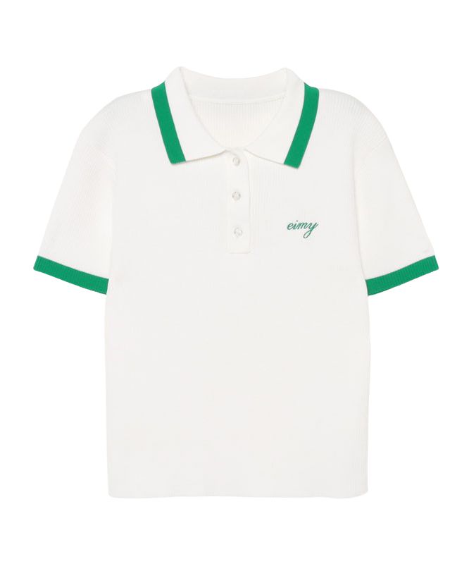 バイカラーニットポロ(F WHITE): TOPS