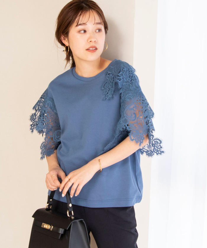 新品　セオリー     レース切り替え　プルオーバー セール】◇【WEB限定】レース切替プルオーバーカットソー