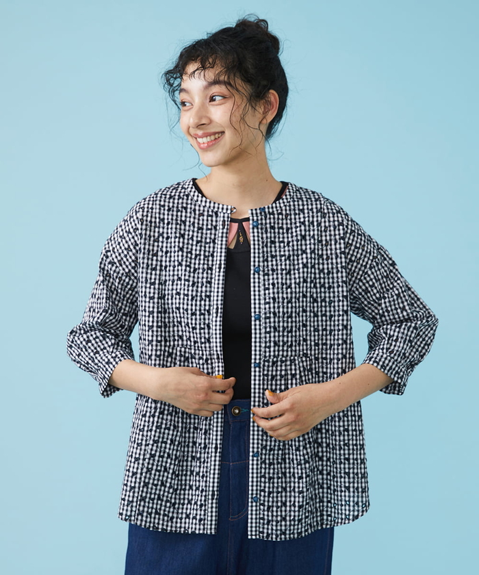 Jocomomola / ホコモモラ Suave コーデュロイ モチーフ刺繍ブラウス Jocomomola｜Suave コーデュロイ モチーフ刺繍ブラウス