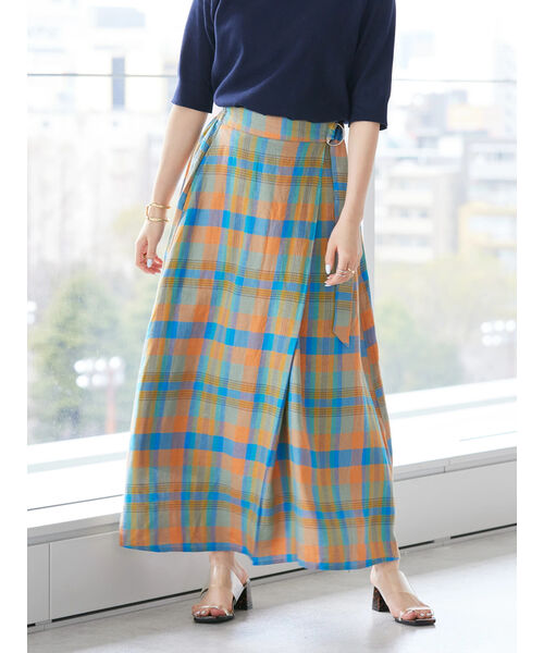 セール 60%OFF】ラップ風チェックスカート(505290806