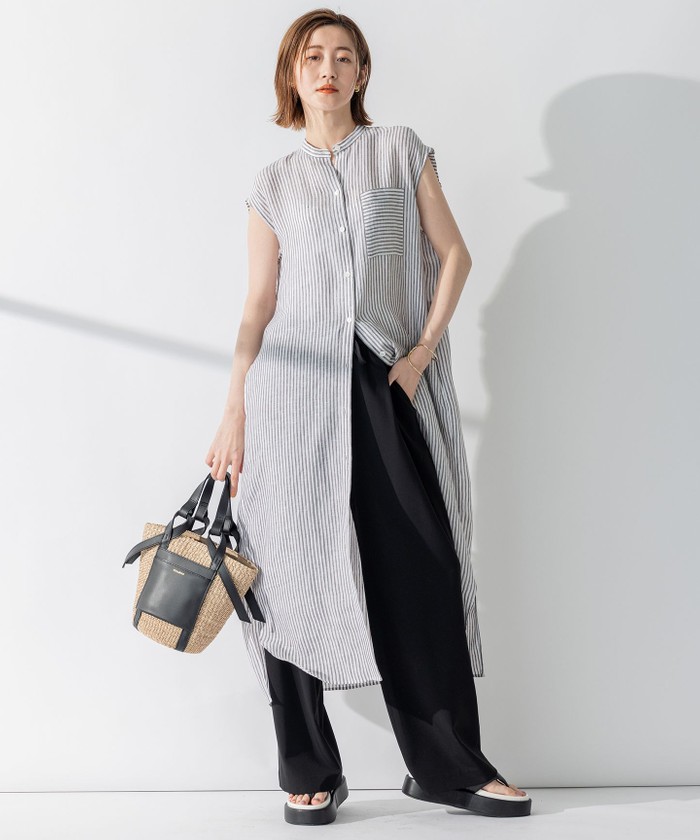 セール 40%OFF】【洗える】LIBECO ノースリーブ シャツ