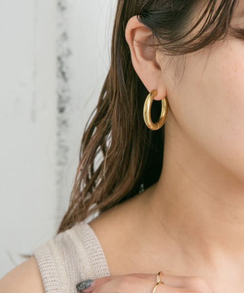 フープピアス プラチナ フープピアス 14mm （中折式） | 高品質 金・プラチナ