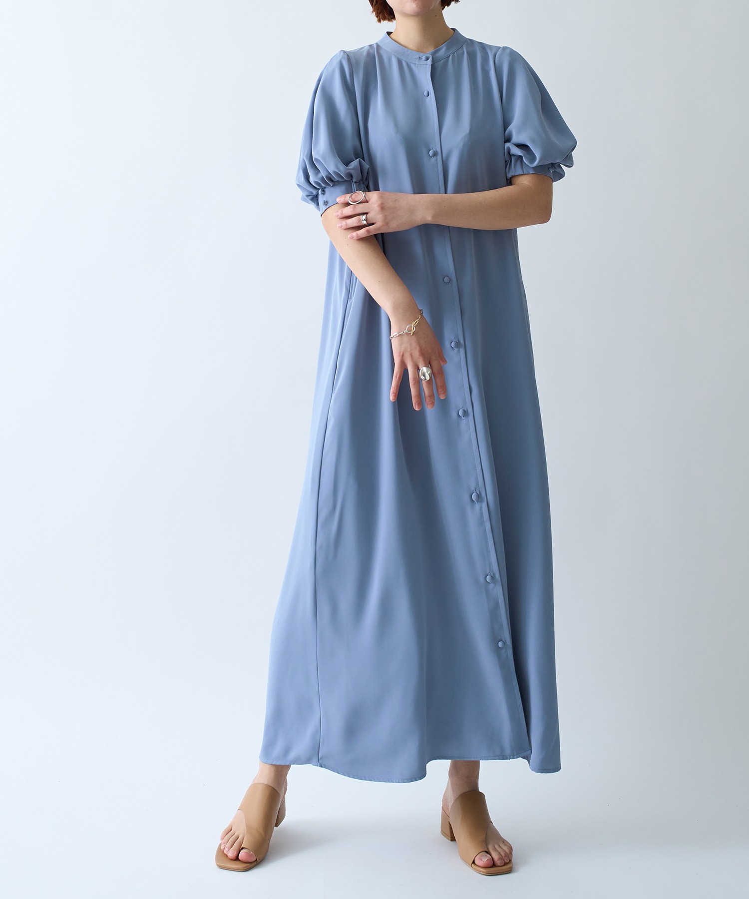 【PHASE EIGHT】洗練モダンに♪パフスリーブシャツワンピース MAISON BREEZE セットアップセブン SETUP7 ワンピース シャツ