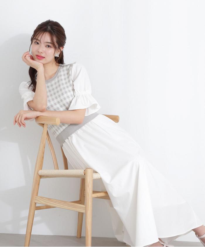 Styling/ ドッキングワンピース 小さいサイズ 【hiiさんコラボ】長袖ドッキングワンピース 低