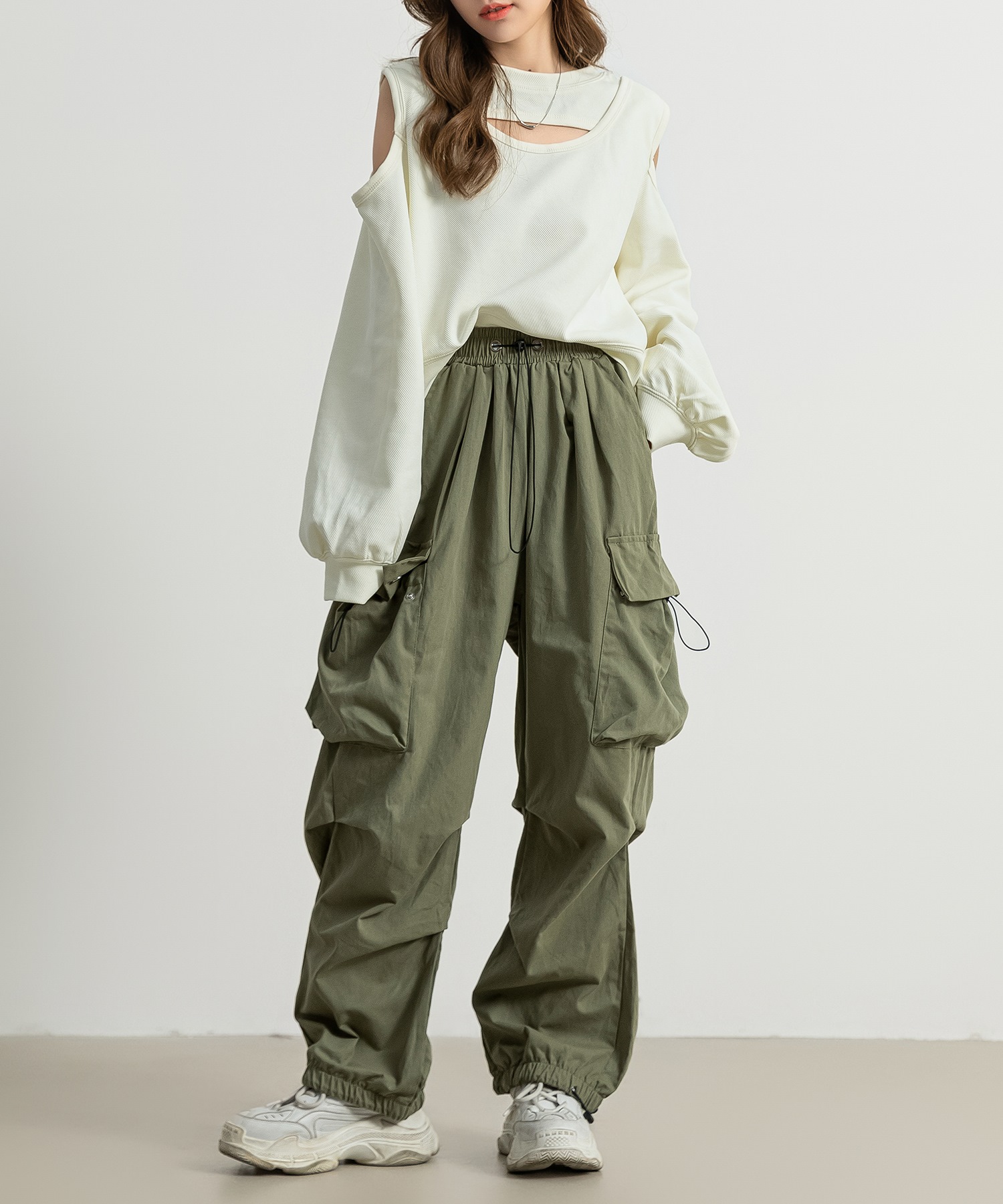 訳ありLig. widecargopants grayワイドカーゴパンツグレー