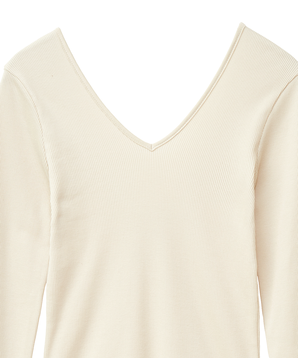 CLANE  SOFT RIB V NECK TOPS