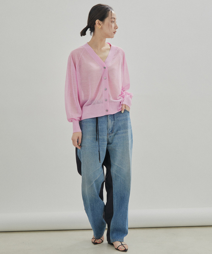 ご好評につき新色追加！]【洗える】Vネックシアーカーディガン