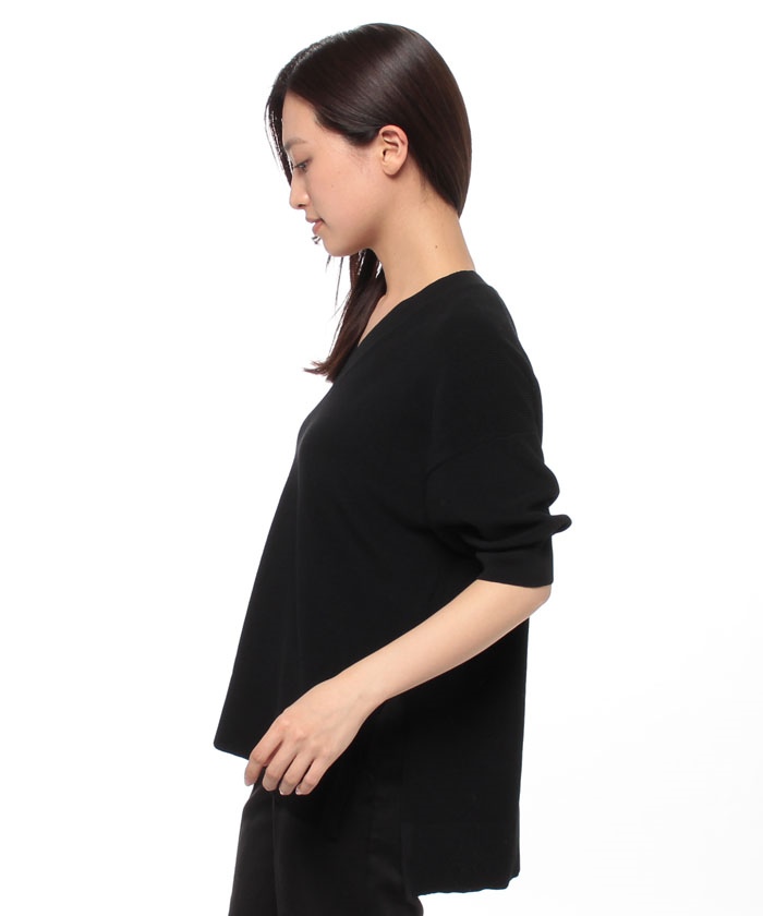 美品 23SS Theory セオリー DRY COTTON 2 KARENIA VNK ドライコットン Vネック 五分袖 ニットカットソー 01-3101722 S ホワイト レディース 古着 中古 Theory - 美品 23SS Theory セオリー DRY COTTON 2 KARENIA VNK