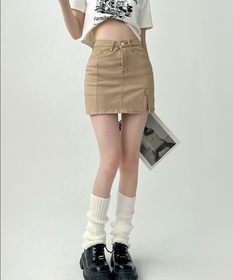 エスイーユー SEU サイドスリットデニムミニスカートパンツ