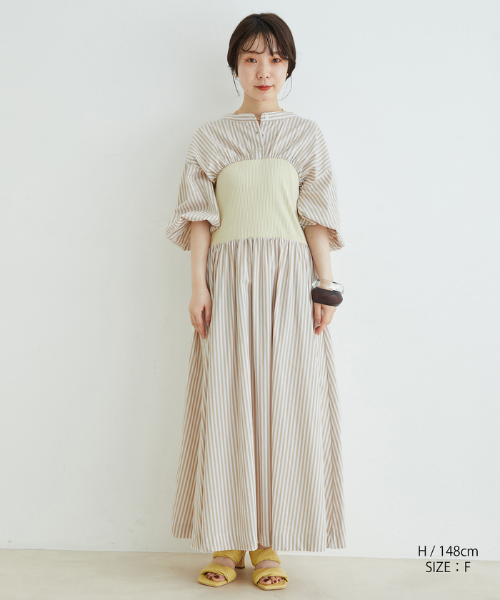 ◆JIGOTT（ジゴット）シャツ 配色 ビスチェ Hライン ワンピース ◇JIGOTT（ジゴット）シャツ 配色 ビスチェ Hライン ワンピース