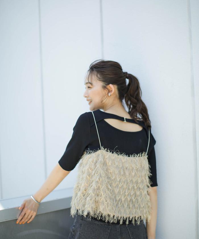 03~04AW　リバース　ナダ　異素材切り替え中綿ベスト　/L　ブラック　y2k AMBIDEX Store △〇lasew ベスト(F キナリ): FLAT-cic-HATENA