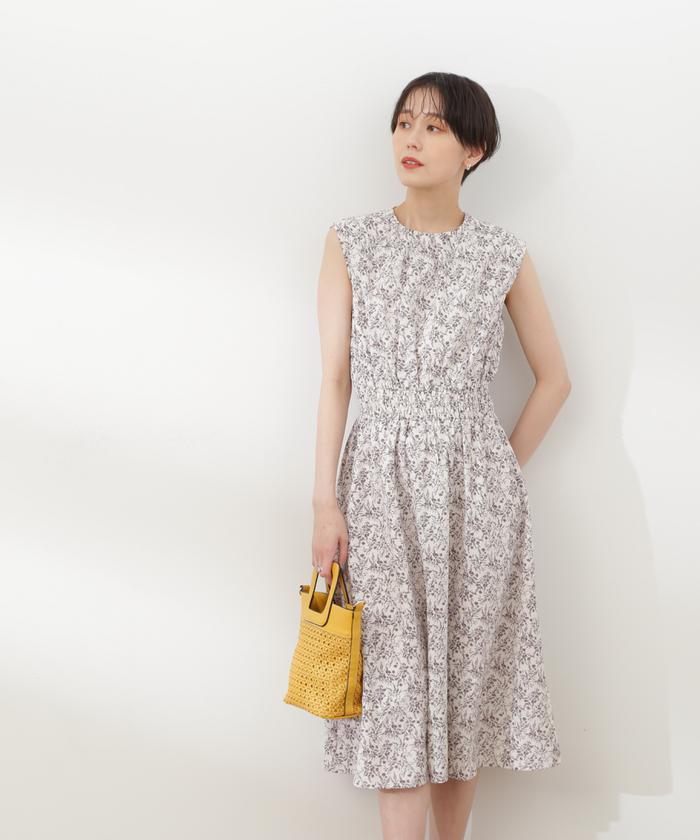 セール 30%OFF】小花柄ウエストシャーリングノースリーブ