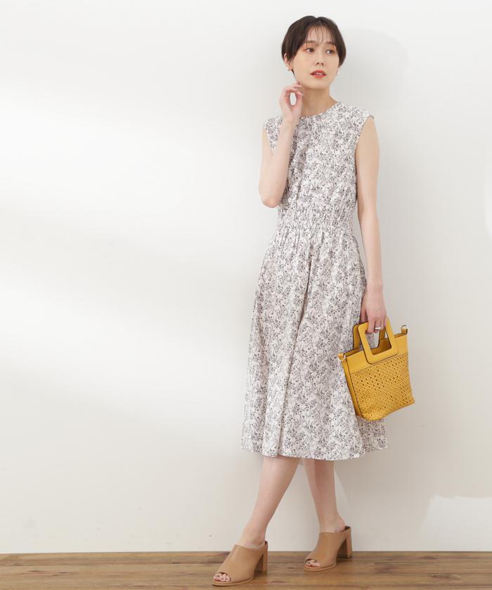 セール 30%OFF】小花柄ウエストシャーリングノースリーブ