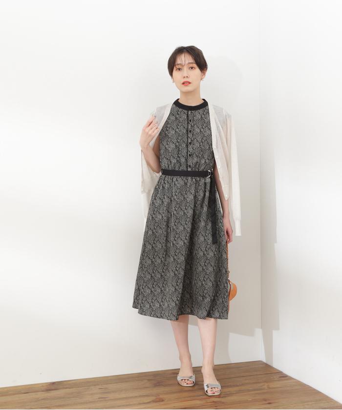 ペイズリー柄ベルト付ワンピース《S Size Line》(505304581