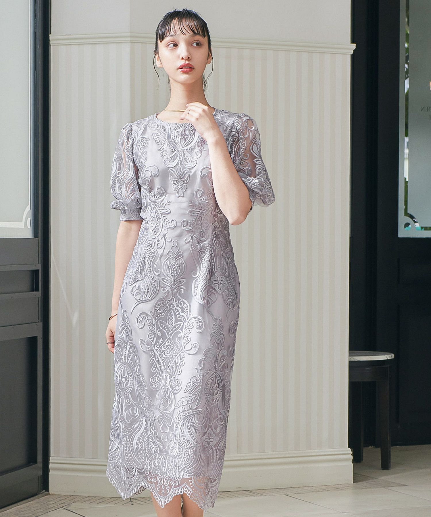 niana ニアナ embroidery lace dress 結婚式ドレス-