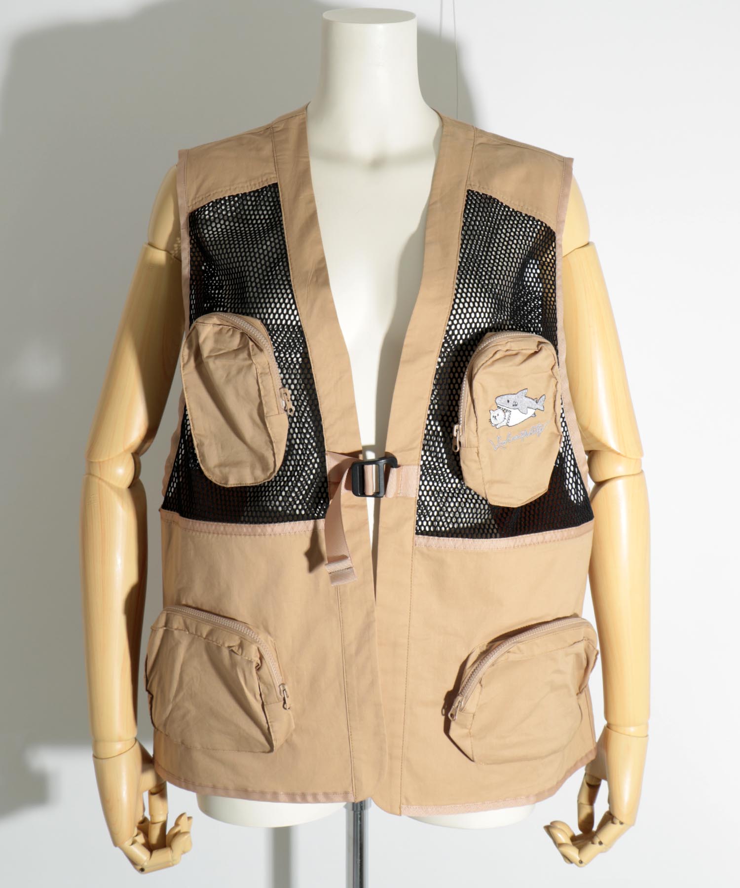 が大特価!スカラーパリティ ネコサメ刺繍 メッシュ×綿ローン